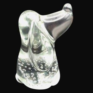 Vintage Droopy Dog Bullicante Controlled Bubble Glass Paperweight Bassett Hound